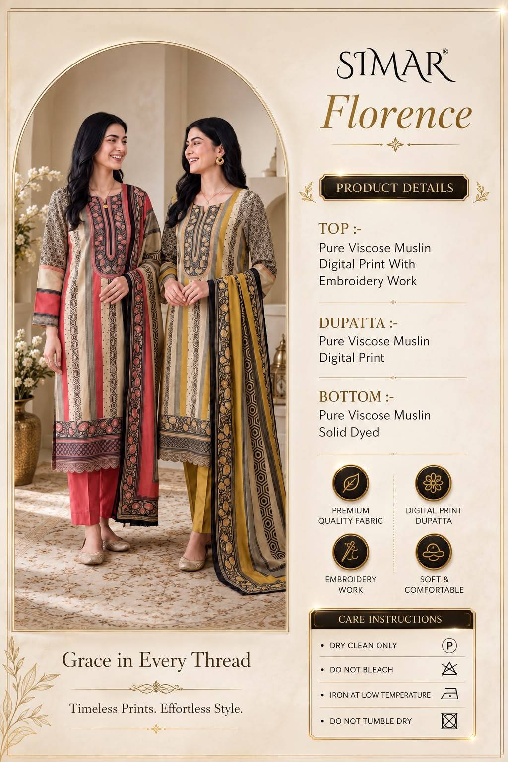 Florence By Glossy 8200 Series Stylish Beautiful Colourful Muslin Dresses At Wholesale Price